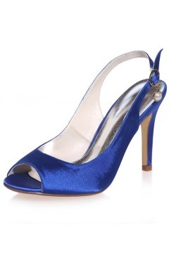 Escarpin slingback bout & talon ouvert bleu royal pour la mariée