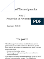 Advanced Thermodynamics Production of Power From Heat