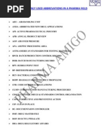 Most Commonly Used Abbrevations in A Pharma Field
