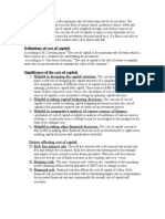 Cost of Capital of A Firm Is The Minimum Rate of Return Expected by Its Investors