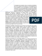 Clasificación de Las Ciudades de Acuerdo Con Su Función Económica