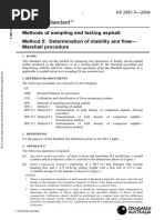 As 2891.5-2004 Methods of Sampling and Testing Asphalt Determination of Stability and Flow - Marshall Procedu