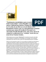 Fundamentos Metodológicos para Reconstruir El Pasado Desde La Diversidad. Laura Benadiba