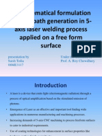 A Mathematical Formulation For Tool Path Generation in 5-Axis Laser Welding Process Applied On A Free Form Surface