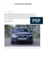 Audi Q5 2.0 TDI QUATTRO SE 5DR 2009: Price: 22,295