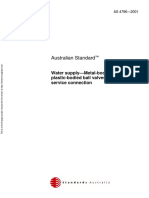 As 4796-2001 Water Supply - Metal Bodied and Plastic Bodied Ball Valves For Property Service Connection