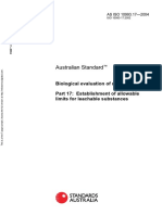 As ISO 10993.17-2004 Biological Evaluation of Medical Devices Establishment of Allowable Limits For Leachable