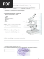 Ficha de Avaliacao de Ciencias Da Natureza Do 5 Ano 2006