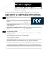 Application For Employment Form