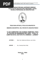 FAUA UPAO Memo Tesis: Club Campestre + Vivienda Temporal CIPLL