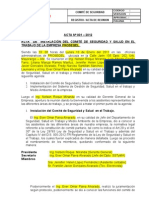 Acta de Formación de Comité de Seguridad y Salud en El Trabajo