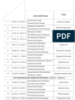 Contoh Jadual Bertugas Mingguan