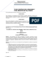 Reglamento de Construccion, Urbanismo y Ornato Del Municipio de Villa Nueva, Guatemala