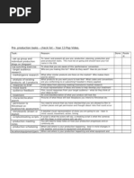 Pre Production Task Sheet - Pop Vid