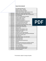 EFI Rastek H650 & H652 Spares List - 2