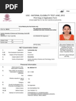 Ugc - National Eligibility Test June, 2012 Print Copy of Application Form