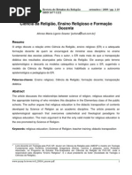 01 Ciência Da Religião, Ensino Religioso E Formação Docente