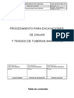 Procedimiento para Excavaciones Zanjas y Tendido de Tuberia para La Red de Desague Completo