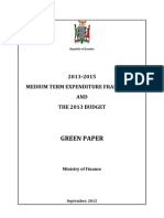 Green Paper: 2013 - 2015 Medium Term Expenditure Framework