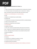 2011 Bar Examination Questionnaire For Criminal Law: A. Robbery in An Uninhabited Place or in A Private Building