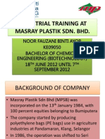 Industrial Training at Masray Plastik SDN BHD