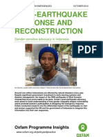 Post-Earthquake Response and Reconstruction: Gender-Sensitive Advocacy in Indonesia