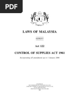 Control of Supplies Act 1961 (Revised 1973) - Act 122