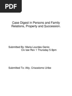 Case Digest in Persons and Family Relations, Property and Succession