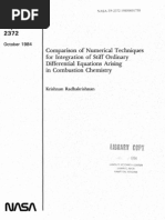 Comparison of Numerical Techniques For Integration of Stiff Ordinary Differential Equations Arising in Combustion Chemistry