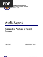 Audit Report: Prospective Analysis of Parent Centers