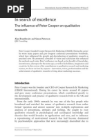 In Search of Excellence - The Influence of Peter Cooper On Qualitative Research. (IJMR 54-5)