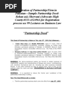 Registration of PartnershipFirm in Pakistan-Sample Partnership Deed-Rehan Aziz Shervani (Advocate High Court) - 0333-4324961-For Registration Process See 99 Lectures On Business Law