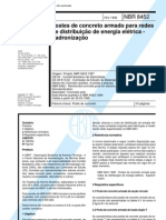 NBR 8452 PB 1081 - Postes de Concreto Armado para Redes de Distribuicao de Energia Eletrica - Pad