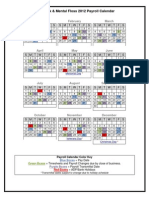 2012 Payroll Calendar