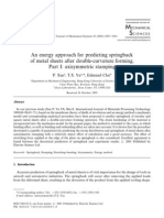 An Energy Approach For Predicting Springback of Metal Sheets After Double-Curvature Forming, Part I: Axisymmetric Stamping