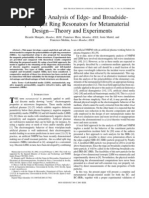 Comparative Analysis of Edge-And Broadside - Coupled Split Ring Resonators For Metamaterial Design-Theory and Experiments