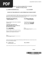 United States Bankruptcy Court: Notice of Transfer of Claim Other Than For Security