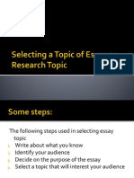 1 Selecting A Topic of Essay or Research Topic