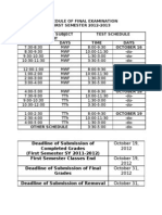 Schedule of Final Examination