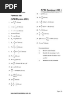 SPM Physics Formula Print