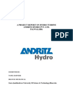 A Project Report On Hydro Turbine Andritz Hydro Pvt. Ltd. Palwal (HR)