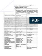 Academic Calendar 2010-11