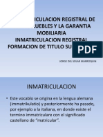 La Inmatriculacion Registral de Bienes Muebles