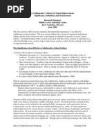 Jerry Velentine (Middle Level Leadership Center) 2006 - A Collaborative Culture For School Improvement, Significance, Definition and Measurement (Research Summary)