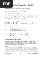 Reliability Engineering - Part 10: Reliability Testing (C) - The Inverse Power Law Model