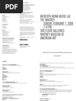 Whitney Museum: Meredith Monk Music Brochure