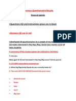 Summary Questionnaire Results