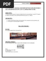 To Investigate Relationship Between Specific Energy and Depth of Flow