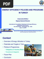 Energy Efficiency Policies and Programs in Turkey: Erdal Çalikoğlu Deputy General Director