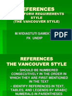 References: The Uniform Requirements Style (The Vancouver Style)